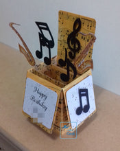 Load image into Gallery viewer, Music note with saxophone pop up box card