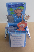 Load image into Gallery viewer, Jungle animal pop up box card for a baby