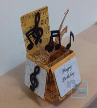 Load image into Gallery viewer, Music note with saxophone pop up box card