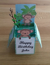 Load image into Gallery viewer, Jungle monkey pop up box card