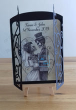 Load image into Gallery viewer, Gothic skeleton wedding couple ornate gatefold card