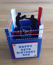 Load image into Gallery viewer, Boxing ring with boxers pop up box card