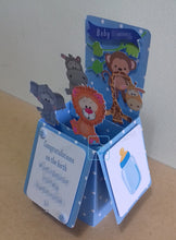 Load image into Gallery viewer, Jungle animal pop up box card for a baby