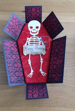 Load image into Gallery viewer, Exploding box card coffin with skeleton