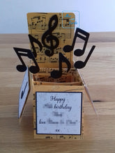 Load image into Gallery viewer, Music note with saxophone pop up box card