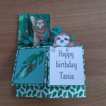 Load image into Gallery viewer, Sloth rainforest jungle pop up box card