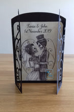 Load image into Gallery viewer, Gothic skeleton wedding couple ornate gatefold card