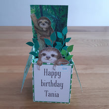 Load image into Gallery viewer, Sloth rainforest jungle pop up box card