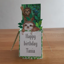 Load image into Gallery viewer, Sloth rainforest jungle pop up box card