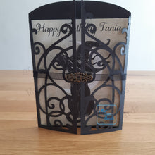 Load image into Gallery viewer, Pagan witch's cat ornate gatefold card.