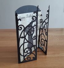 Load image into Gallery viewer, Pagan witch's cat ornate gatefold card.