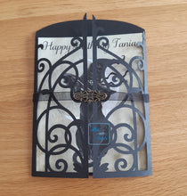 Load image into Gallery viewer, Pagan witch's cat ornate gatefold card.