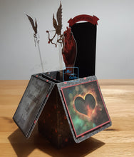 Load image into Gallery viewer, Skeleton cupid and anatomical heart 3d pop up box card
