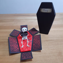 Load image into Gallery viewer, Exploding box card coffin with skeleton