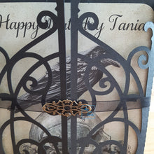 Load image into Gallery viewer, Skull, crow and roses ornate gatefold card