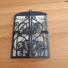 Load image into Gallery viewer, Skull, crow and roses ornate gatefold card