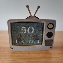 Load image into Gallery viewer, Vintage horror TV set with personalised greeting
