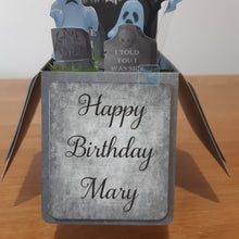 Load image into Gallery viewer, Ghost and graveyard pop up box card