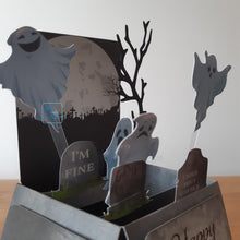 Load image into Gallery viewer, Ghost and graveyard pop up box card