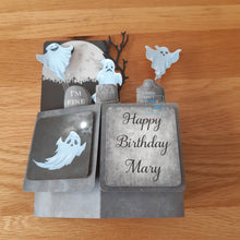 Load image into Gallery viewer, Ghost and graveyard pop up box card