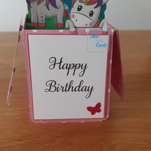 Load image into Gallery viewer, Rainbow unicorn 3d pop up box card