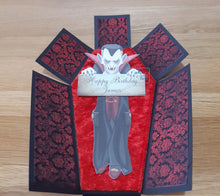 Load image into Gallery viewer, Exploding box card coffin with vampire