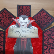 Load image into Gallery viewer, Exploding box card coffin with vampire