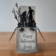 Load image into Gallery viewer, Zombie horror graveyard pop up box card