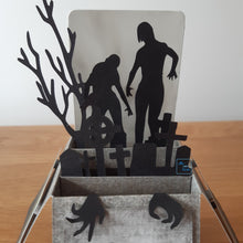Load image into Gallery viewer, Zombie horror graveyard pop up box card