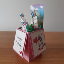 Load image into Gallery viewer, Rainbow unicorn 3d pop up box card