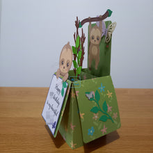 Load image into Gallery viewer, Sloth and butterfly pop up box greetings card