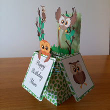 Load image into Gallery viewer, Owl pop up box card