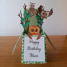 Load image into Gallery viewer, Owl pop up box card