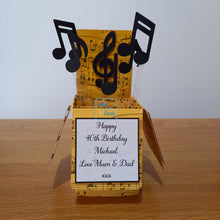 Load image into Gallery viewer, Music note with saxophone pop up box card
