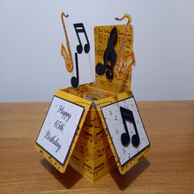 Load image into Gallery viewer, Music note with saxophone pop up box card