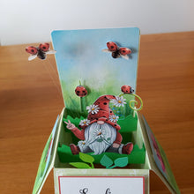 Load image into Gallery viewer, Gnome gonk ladybird ladybug pop up box card