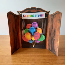 Load image into Gallery viewer, wardrobe closet card with a bunch of rainbow balloons and a personalised banner
