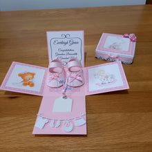 Load image into Gallery viewer, Baby shoes exploding box card for Christening or new baby

