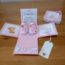 Load image into Gallery viewer, Baby shoes exploding box card for Christening or new baby

