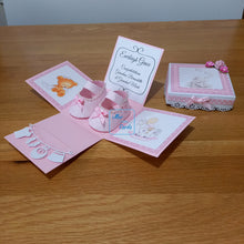 Load image into Gallery viewer, Baby shoes exploding box card for Christening or new baby
