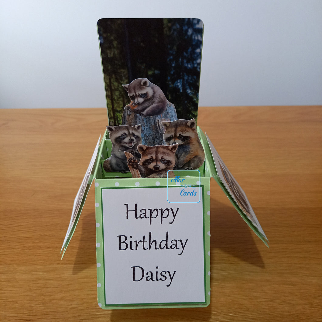 Raccoon / trash panda card