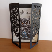 Load image into Gallery viewer, Owl tree gatefold card
