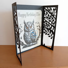 Load image into Gallery viewer, Owl tree gatefold card
