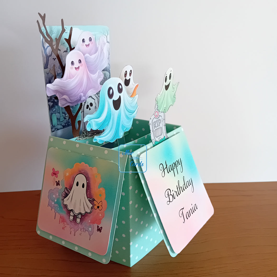 Pastel ghost pop up box card
