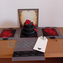 Load image into Gallery viewer, Gothic Rose Exploding Box Card with Celebration Cake
