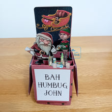 Load image into Gallery viewer, Grumpy, drunk Santa pop up box card
