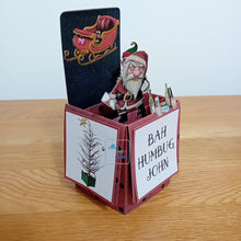 Load image into Gallery viewer, Grumpy, drunk Santa pop up box card

