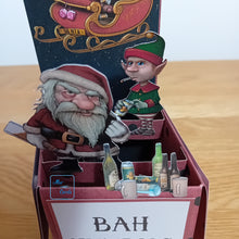 Load image into Gallery viewer, Grumpy, drunk Santa pop up box card
