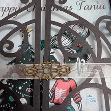 Load image into Gallery viewer, Goth girl Christmas gatefold card
