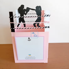Load image into Gallery viewer, Boxing ring with female boxers pop up box card
